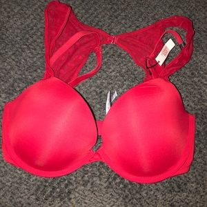 Push-Up Plunge Bra with Velvet Dots